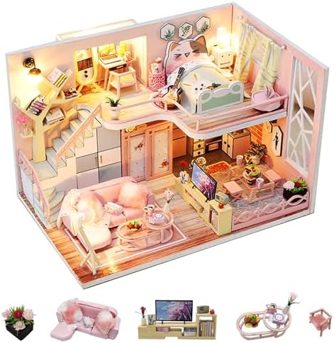 Flever Wooden DIY House Kit, Miniature with Furniture, Creative Craft Gift for Lovers and Friends (Blossom Stories) by Flever