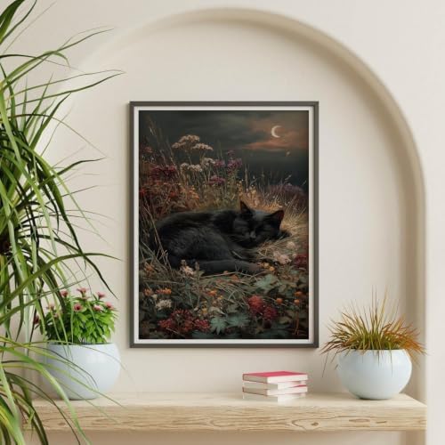 Gothic Cat Paint by Numbers Kit for Adults Framed Canvas, Frameworkless - Image 6