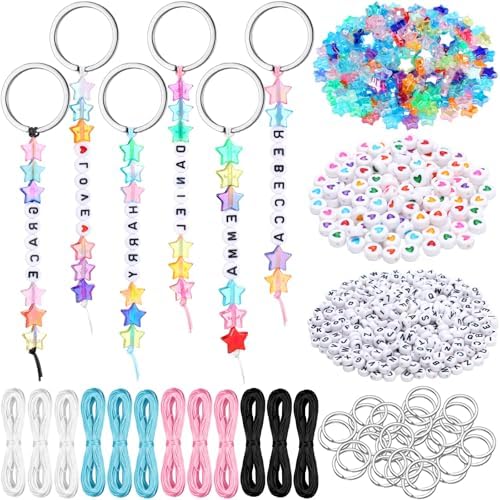 Landical 564 Pcs Back to School Star Keychain Making Kit Name Bead Craft by Landical