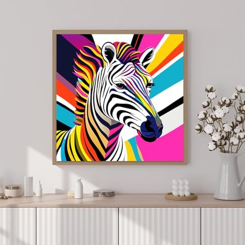Artunion Framed Paint by Numbers Kit for Adults Beginners & Kids Ages 8-12,Colorful Zebra Paint by Number with Frame,Animal Paint by Numbers Kit on Canvas 10 * 10 Inch Without Easel - Image 2