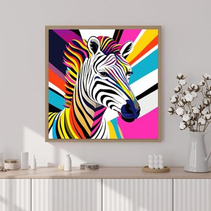 Artunion Framed Paint by Numbers Kit for Adults Beginners & Kids Ages 8-12,Colorful Zebra Paint by Number with Frame,Animal Paint by Numbers Kit on Canvas 10 * 10 Inch Without Easel - Image 2