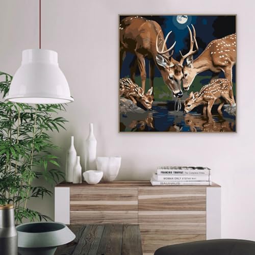 VIGEGU Deer Paint by Numbers Kit for Adults Beginner,Easy Adult Paint by Number Kits on Canvas DIY Painting for Beginners Art by Numbers for Home Wall Decor 16x16 Inch - Image 3
