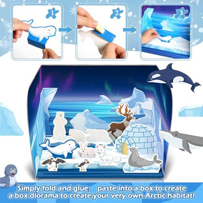 Watersay Polar Animal Diorama Craft Set Arctic Habitat Paper Project Kit - Image 3