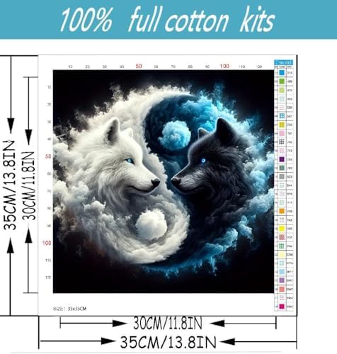Wolf Stamped Cross Stitch Kits for Beginners Adults, Animal Dimensions Needlepoint Art Crafts,Counted Cross Stitch Kits Embroidery Kits for Beginners Adults for Home Decor 13.8X13.8inch - Image 2