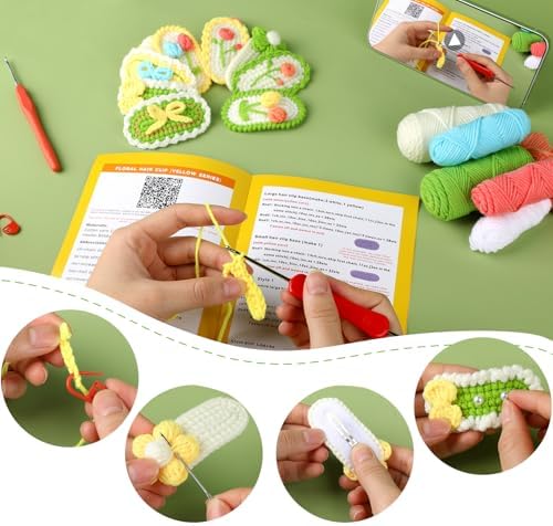 KyeeaDIY Crochet Kit for Beginners, Crochet Starter Kits, Hair Clip Knitting Crocheting Kits with Step-by-Step Video Tutorials, Complete Crochet Kit for Adults Decoration (Hairpin) - Image 3