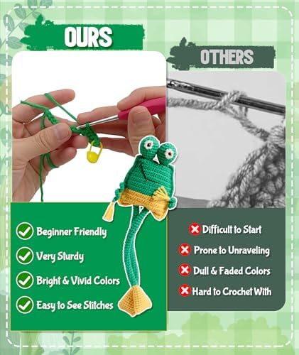 Totiro Crochet Kit for Beginners, Long-Legged Frog Amigurumi Starter Kit, Easy DIY Craft Set with Step-by-Step Video Tutorials, Animal Crochet Pattern Learning Kit for Teens Adults Birthday Gift - Image 3