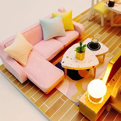 GuDoQi DIY Miniature Dollhouse Kit, Tiny House kit with Furniture and Music, Miniature House Kit 1:24 Scale, Great Handmade Gift for Birthday Christmas Day, Sweet Time House - Image 6