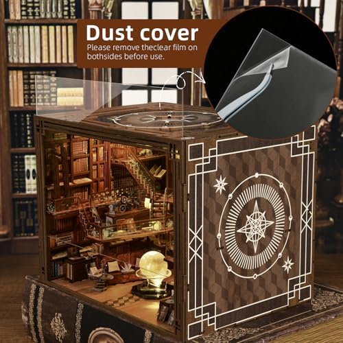 MiniCity Book Nook Kit, DIY Miniature Dollhouse Booknook Kit, 3D Wooden Puzzle Bookend Bookshelf Insert Decor with LED Light for Teens and Adults (Beyond Library Max) - Image 6