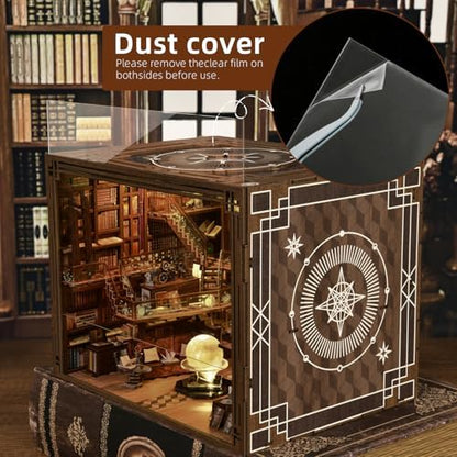 MiniCity Book Nook Kit, DIY Miniature Dollhouse Booknook Kit, 3D Wooden Puzzle Bookend Bookshelf Insert Decor with LED Light for Teens and Adults (Beyond Library Max) - Image 6
