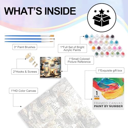 Framed Paint by Numbers Kit for Adults Faith, Hope, Love Wishing Bottle - Image 4