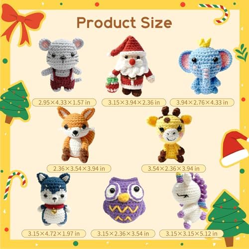 Ploomi 8Pcs Crochet Kit for Beginners, DIY Craft for Adults, Great Gift for Crochet Lovers, Crocheting Animal Kits with Step by Step Videos,Yarn,Crochet Hook,Birthday Holiday Gift - Image 3