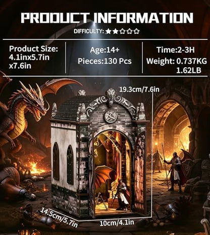 Roroom Book Nook Kit for Adults, Gothic Dragon Treasure House Building Kit - Image 2