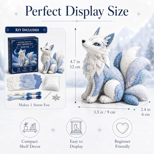 Winter Fantasy Animal Felt Sewing Kit, DIY Patchwork Craft Kit with Pre-Cut Felt Pieces, 3D Stuffed Animal Making Set for Beginners Adults Teens, Creative Home Decor Gift (E) - Image 2