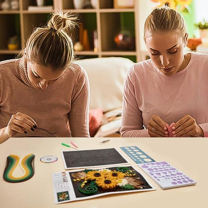 WEBEEDY Paper Quilling Kit DIY Sunflower Paper Filigree Kit with Quilling Strips Tool and Supplies Paper Quilling Set for Beginners Handmade Crafts Modern Room Wall Art Decor Gift,21×27.9cm/8.3×11" - Image 5