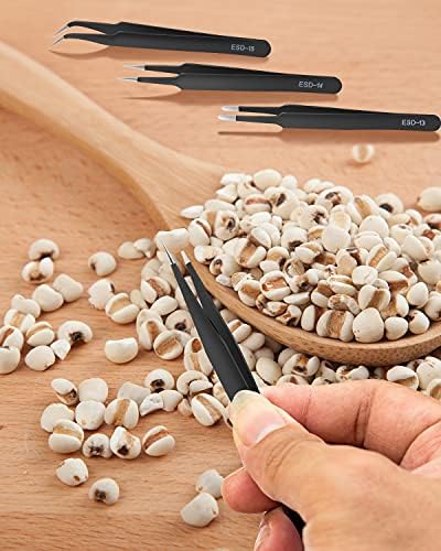 11 Pcs Resin Spoon Tools Kit-Metal Stir Sticks Resin Spoons Poke Needle with Anti-Static Stainless Steel Precision Tweezers Set for Resin Crafts,Jewelry Making,DIY Epoxy Silicone Resin Molds(Pink) - Image 4
