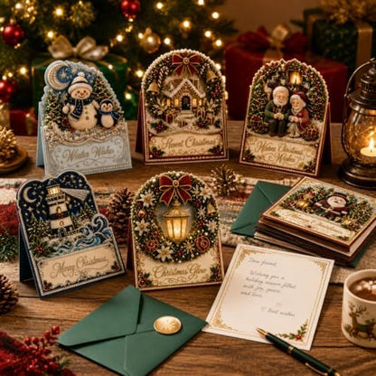 6 Pack Christmas Diamond Painting Cards with Envelopes, Pearl Art Kit - Image 5