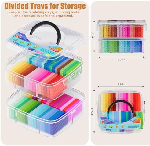 CiaraQ 51-Color Polymer Clay Oven Bake Modeling Kit - Image 5
