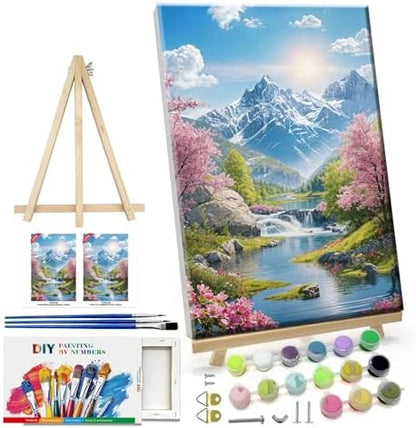 ATDMS Mountain Paint by Numbers Kits for Adult with Frame, 7.87x11.81 Inch by ATDMSDIY