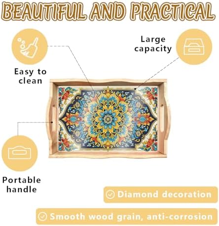 DOTSOPS DIY Mandala Diamond Painting Serving Tray with Handle for Adults - Image 4