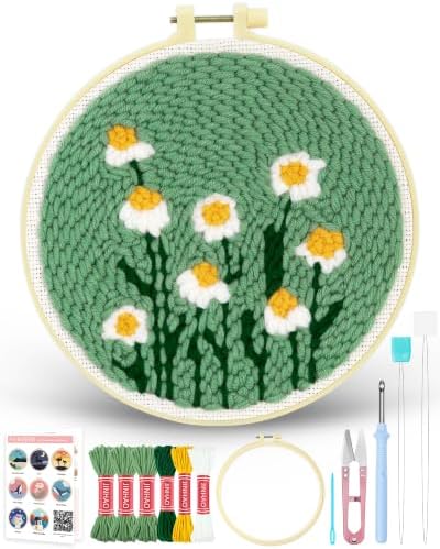FIVEIZERO Punch Needle Kit for Beginners,Daisy Patterns Craft Kit by FIVEIZERO