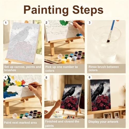 Gemozaic 4 Pack Gothic Paint by Numbers Kit for Adults with Frame & Easel - Image 6