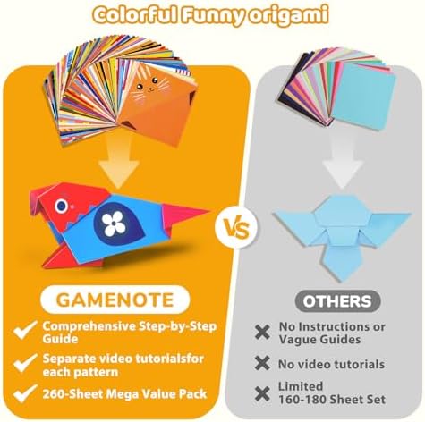 GAMENOTE Origami Kit for Kids Ages 8-12, 80 Assorted Projects, 260 Sheets - Image 4