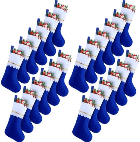 Skylety 24 Pcs Blue Christmas Stockings Bulk Felt 3.94 X 7 Inches Xmas by Skylety