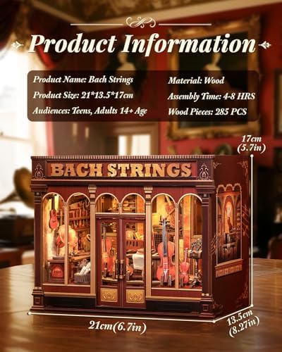 Book Nook Kit for Adults, DIY Miniature Dollhouse Kit (Bach Strings) - Image 2