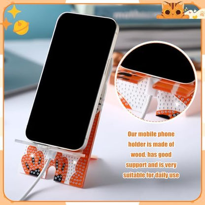 Saillong 4 Pcs Cat Diamond Art Phone Stand, 5.5" Full Drill Holder - Image 5