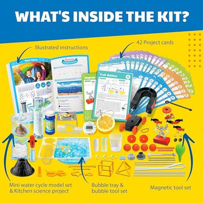 4M Scientific Discovery Kit for Kids Ages 8-12 – Over 50 STEM Experiments in Physics, Chemistry, Magnetism & Bubble Science, Build a Lemon Clock, Volcano, Magnetic Racer, Hover Disc, Educational Gift - Image 5