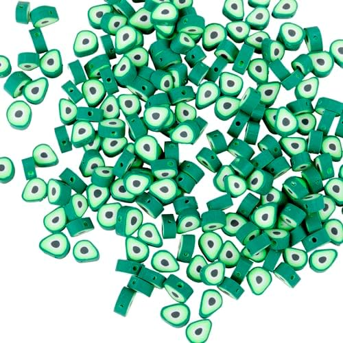 100pcs Green Avocado Polymer Clay Spacer Beads for Women Jewelry Making DIY Bracelet Necklace Hair Clip Accessories (Avocado) by LUBINGSHINE
