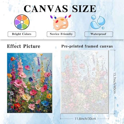 Ausanrl Wild Flowers Framed Paint by Numbers Wooden Easel 12x16inch - Image 6