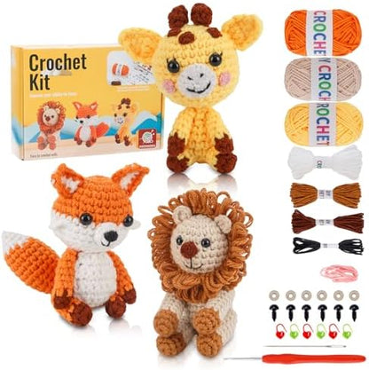 Crochet Kit for Beginners Crochet Animal Kit Crafts for Adults with Step by Step Video Tutorial Hobbies for Women Crochet kit Crochet Animals Beginner Crochet kit DIY Knitting Supplies by Kieeroden