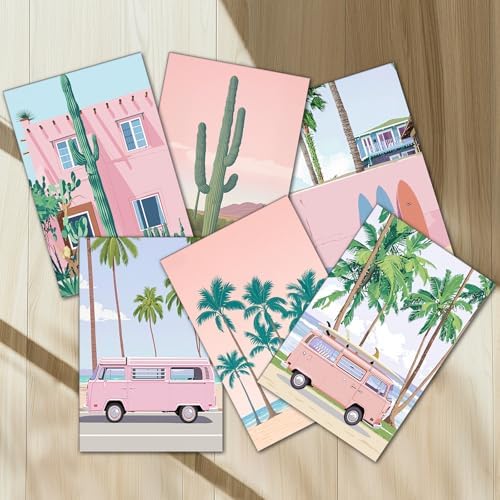 Tucocoo Scenery Paint by Numbers Kit for Adults, Pink 6 Pack Adults' Paint-by-Number Kits for Beginner Acrylic On Canvas Landscape DIY Oil Painting Kit for Gift Home Wall Decor 8x12 Inch (Frameless) - Image 2