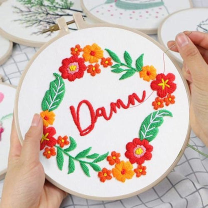 Louise Maelys 3 Pack Floral Quote Embroidery Kit for Beginners Craft - Image 5