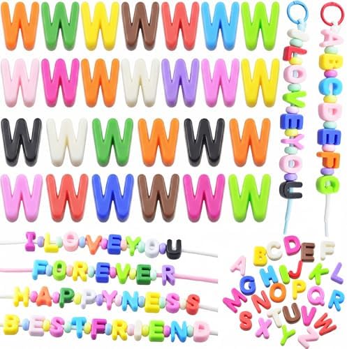 Large Letter Beads 26 Pcs 20mm 3D Paracord Beads Acrylic Colorful Bubble Big Alphabet Bead 6mm Large Hole Chunky Letter Bead for Keychains Purse Bag Charm Kit Backpack (26, Large Letter Beads W) by KJMLDIY