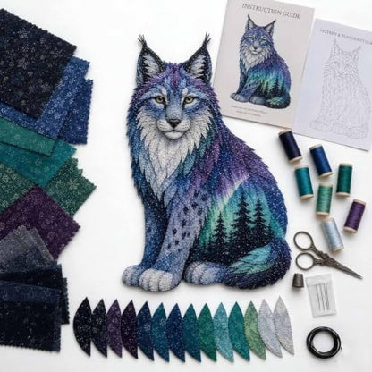 Northern Lights Wildlife DIY Patchwork Kit, Creative Layered Fabric Animal Craft, DIY Northern Lights Patchwork Sewing Kit, Handmade Home Decor Project, Unique Gift for Craft Lovers (#G) by Unknown