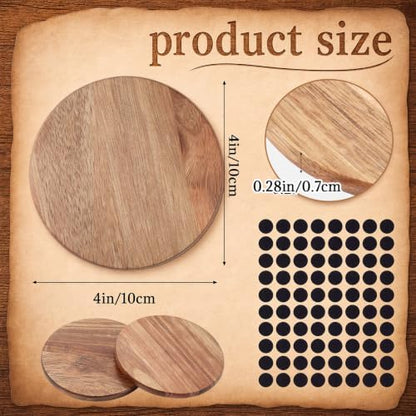 Meanplan 40 Pcs Blank Wooden Coasters, 4 x 4 x 0.28 Inch, Round, Brown - Image 2