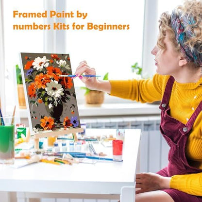 MOGTAA Flowers in Vase Paint by Numbers Kit for Adults with Frame, Flowers Paint by Number Canvas, Landscape Paint by Numbers with Easel, DIY Oil Painting Kit for Home Wall Decor 8 x 12 Inch - Image 4