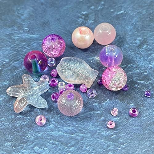 Assorted Glass Resin Beads Multi Size Colors Smooth Cracked Gravel Millet Spacer Beads for Bracelets Necklace Earring DIY Jewelry Making Craft(Sakura Pink Series) - Image 3