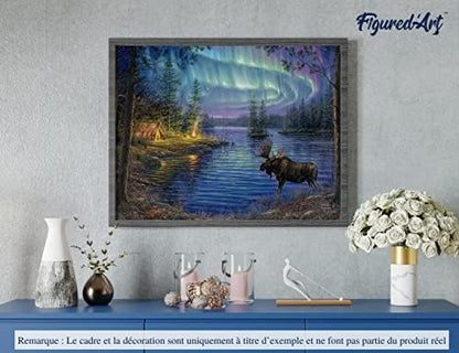 Figured'Art Paint by Numbers for Adults Moose and Aurora Borealis 16"x20" - Craft Art Painting DIY Kit Rolled Canvas Without Frame - Image 4