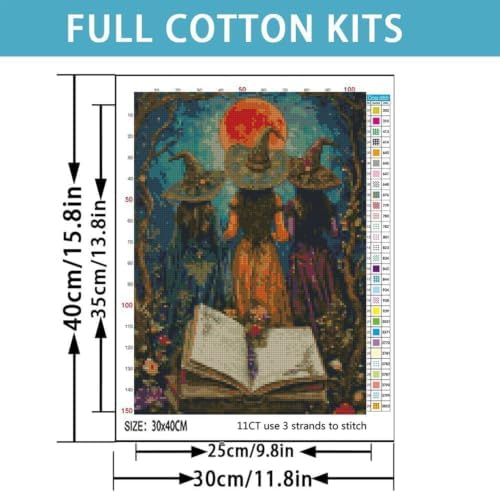 TCDZMYGS Halloween Stamped Cross Stitch Kits for Beginners,12x16in - Image 3