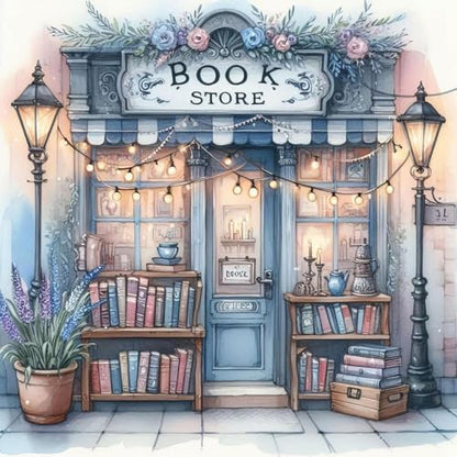 MYBISYMQQ Book Store Cross Stitch Kits for Adults,11CT Stamped Cross Stitch Kits for Beginner,DIY Needlepoint Embroidery Patterns Kits Embroidery Patterns for Home Wall Decor 13.7x13.7 inches by Unknown