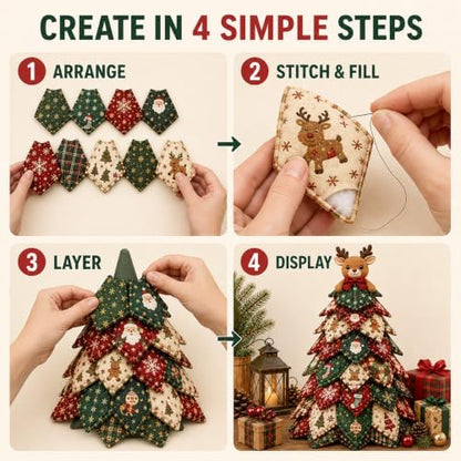 Wakczshy DIY Quilted Christmas Tree Kit, 3D Quilt Kits for Beginners, Elf - Image 4