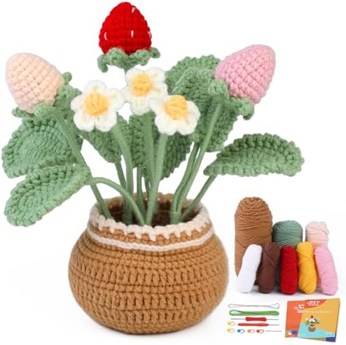 kgxulr Crochet Kit, Strawberry Beginner Crochet Kit for Adult, Knitting Kit by kgxulr