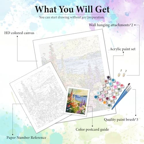 Dawnsphere Flowers Paint by Numbers Kit for Adults Without Frame 16x20 in - Image 4