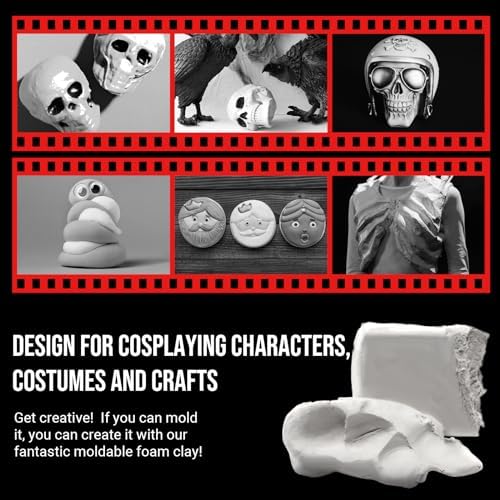 CALPALMY Moldable Foam Clay - 300g High Density Air Dry Clay for Intricate Designs, Cosplay, Crafting, and Artistic Projects - Cutting with a Knife or Rotary Tool, Sanding or Shaping (White) - Image 5