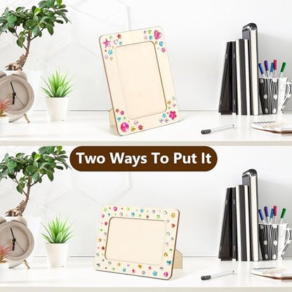 Lesnala 6 Pcs Unfinished Wood Picture Frame Crafts DIY Kits with Stickers - Image 7
