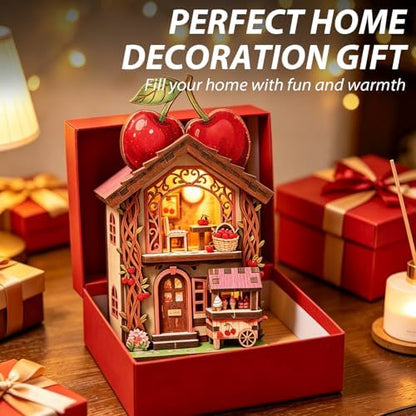 Book Nook Kit - DIY Miniature House Kit for Adults, Teens and Beginners, Dollhouse Booknook Library Tiny House Bookshelf Decor 3D Wooden Puzzle, Gifts for Family, Friends - Image 7