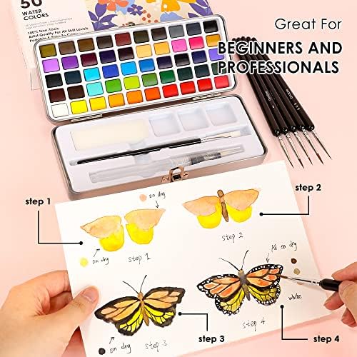 Grabie 50 Color Watercolor Paint Set with Brush Pens - Image 4